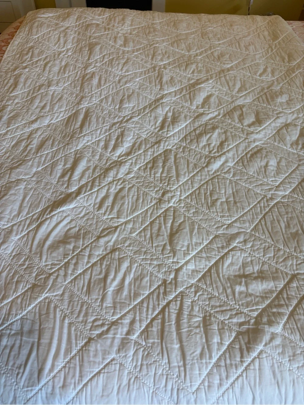 Serena & Lily Aqua and White Diamond Quilt Queen EUC